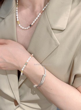 多巴胺秘密花园撞色米珠串珠项链天然淡水珍珠轻奢精致设计锁骨链