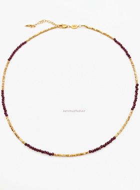 欧美天然宝石火红石榴石锁骨链