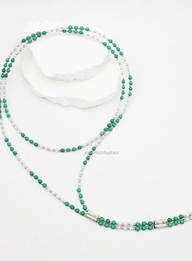 新中式松石珍珠复古毛衣链复古