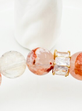 橙雪花幽灵小树花胶黑超晶手串