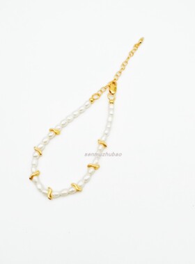 925银镀金天然淡水珍珠手链项链