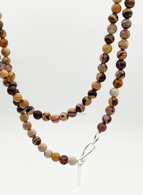 欧美天然澳洲斑马石项链美拉德秋冬时髦毛衣链简约个性叠戴长项链