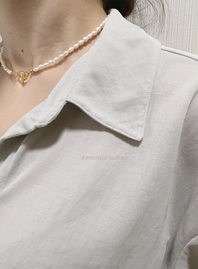 韩式天然淡水珍珠to扣项链简约时尚优雅轻奢锁骨链情人节日礼物女