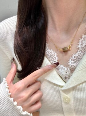 925纯银新中式复古气质古风和田玉吊坠双扣点滴设计感项链时尚女