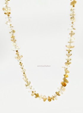 招财天然碎片黄水晶项链个性轻奢简约度假风设计感锁骨链节日礼物