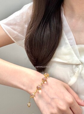 优雅925银夏季清凉感清透天然雪花白水晶小众设计感气质公主手链