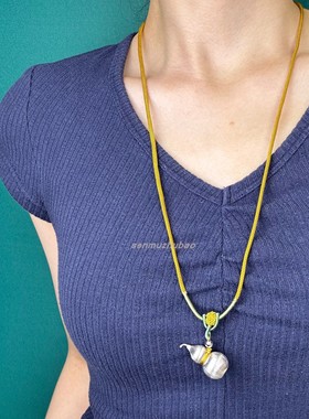 拉丝金葫芦福禄双全吊坠项链