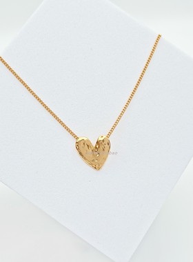 韩国韩版925纯银金色纹理立体爱心项链ins博主同款项链简约颈链