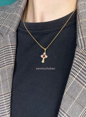 十字架项链S925纯银镂空镶钻