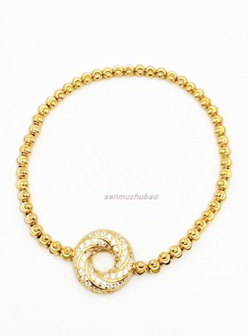 满钻甜甜圈弯刀月亮珠弹力手链