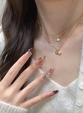 欧美风极简925纯银DIY26个字母泡泡钻项链小众轻奢百搭项链气质