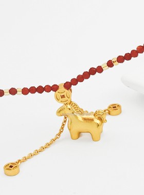 新年生肖马项链925银新中式复古气质马上有钱天然红玛瑙虎眼项链