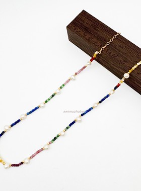 天然石珍珠夹子珍珠彩珠串珠项链