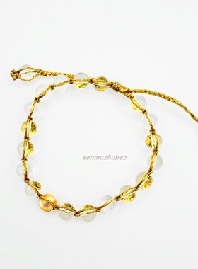 优化白水晶编绳手链项链戒指套装