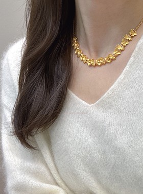 S925纯银轻奢高级感新款拉丝蝴蝶手链项链套装女气质小众设计时尚