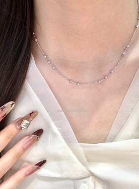 欧美极简风纯银S925弯刀珠项链轻奢高级感小众设计百搭叠戴时尚