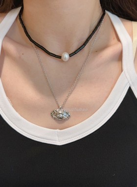 欧美守护之眼纯银项链小众轻奢复古浮雕个性ins风博主同款锁骨链