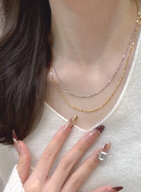 925纯银设计感双扣抽拉水滴钻项链ins风小众高级简约时尚百搭素链