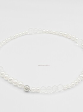 S925纯银韩版时尚感ins风白水晶串珠项链优雅气质锁骨链轻奢高级