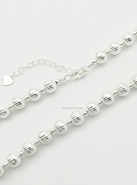 灯笼切花重工闪烁银珠项链纯银