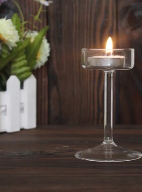 吹制玻璃烛台欧式高脚浪