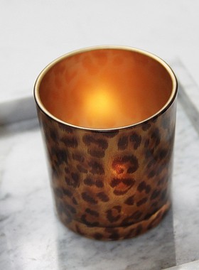 轻奢小众高级感新款豹纹玻璃烛台
