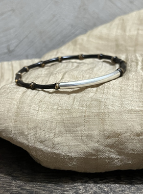 925纯银简约细条紫竹手镯手工定制纯色显白简约设计时尚百搭饰品