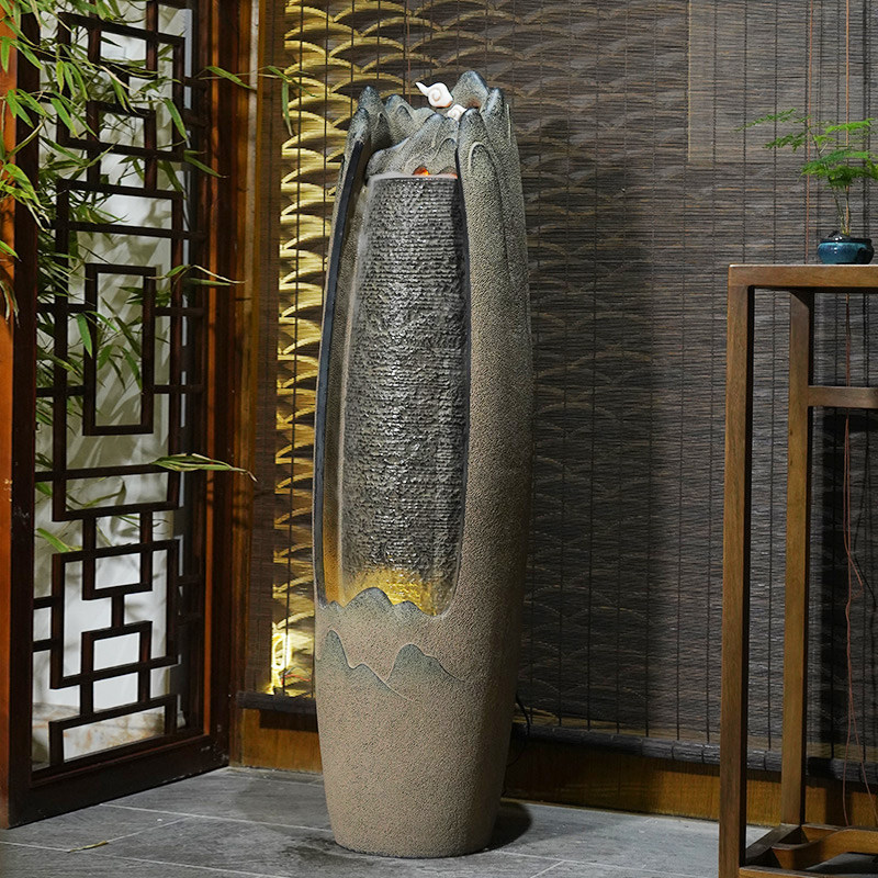 汉韵堂电视柜旁流水喷泉摆件创意客厅落地水景观中式室内装饰摆设,淘宝优惠券,粉丝福利购,淘宝优惠卷