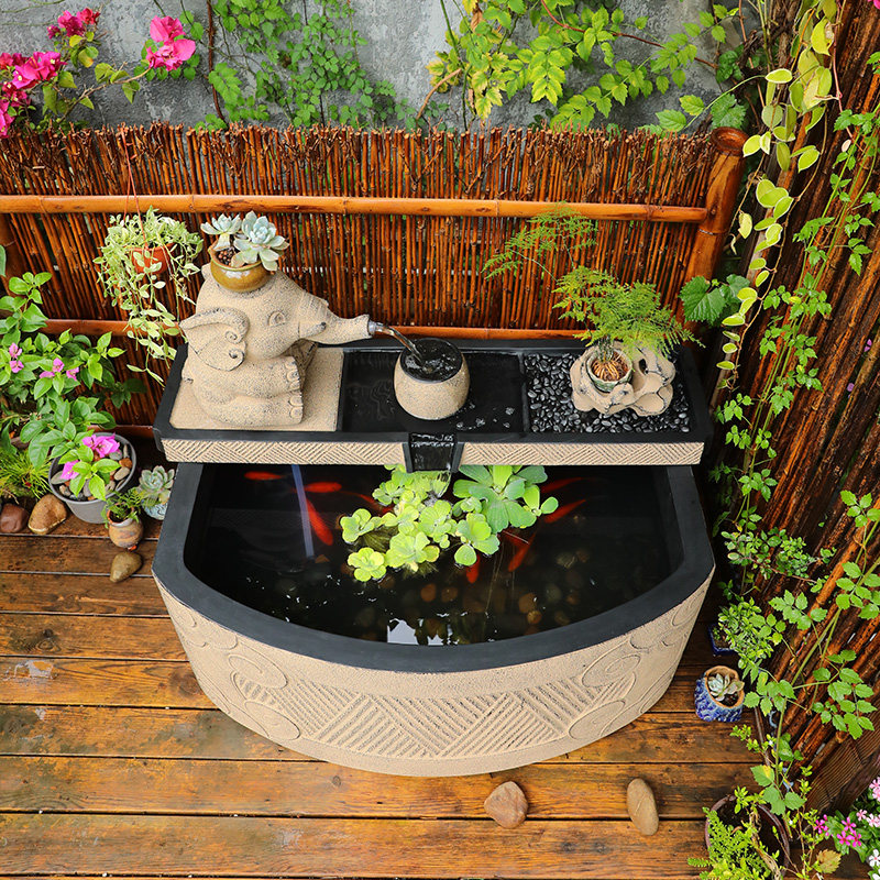 汉韵堂室外落地流水鱼缸新中式庭院露台顶楼创意摆件水池水景景观,淘宝优惠券,粉丝福利购,淘宝优惠卷