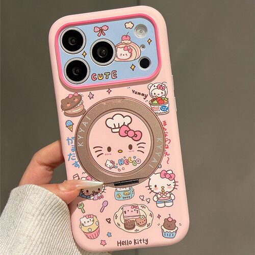 卡通汉堡猫咪适用苹果17手机壳opporeno16液态vivos60华为pura90硅胶荣耀600旋转nova15磁吸红米k70支架镂空p - 图0