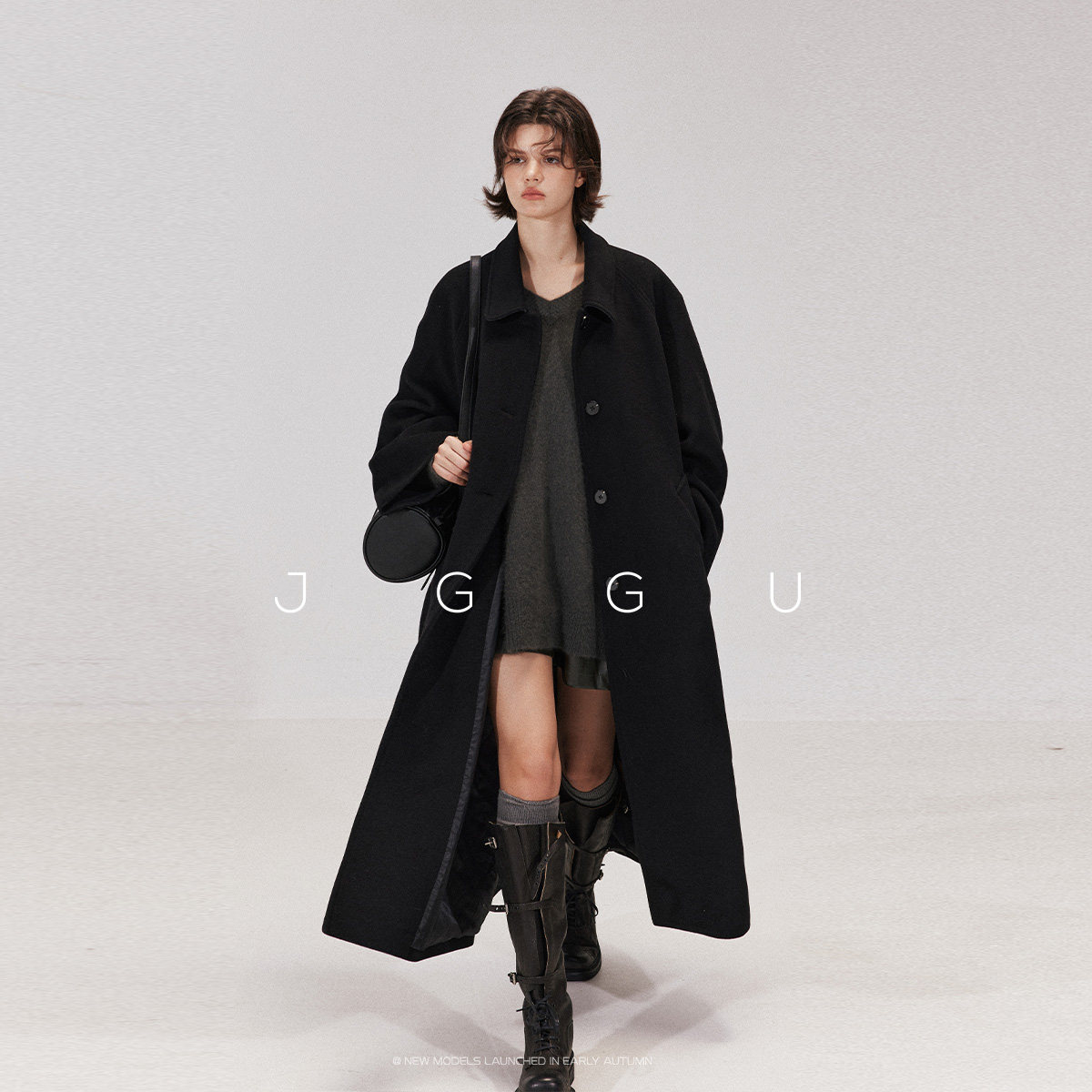 晶咕黑标JGGU【气场女王】中古风复古茧型带腰带羊毛混纺毛呢大衣,淘宝优惠券,粉丝福利购,淘宝优惠卷