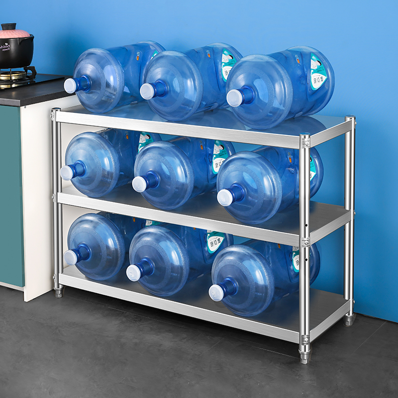 不锈钢微波炉烤箱厨房置物架落地多层收纳储物架三层锅架家用货架