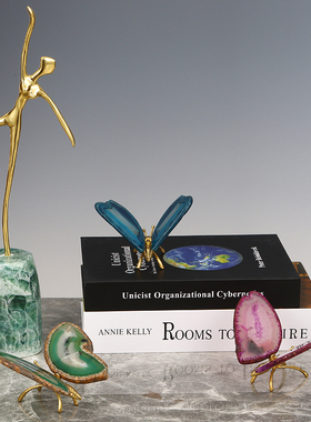 新中式彩色天然玛瑙饭桌墙面黄铜