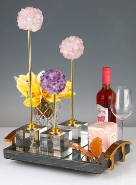 进口天然大理石托盘家居装饰摆件