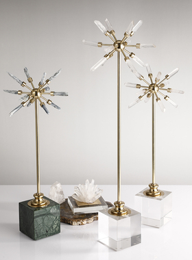 轻奢风天然客厅玄关样板水晶花