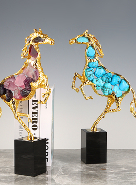现代创意轻奢水晶骏马家居摆件