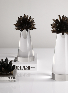 极简约透明天然奢华软装水晶花