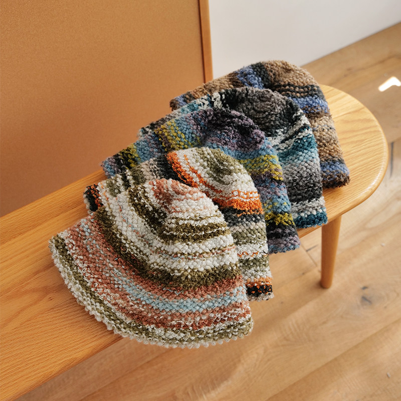 素单舍西复古条纹渔夫帽女秋冬美拉德盆帽加厚保暖颗粒感水桶帽潮,淘宝优惠券,粉丝福利购,淘宝优惠卷