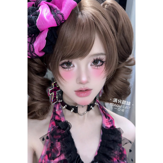 One mouthful, perfect sweet girl, wig tiger mouth clip lolita new style female daily internet celebrity short hair natural full head