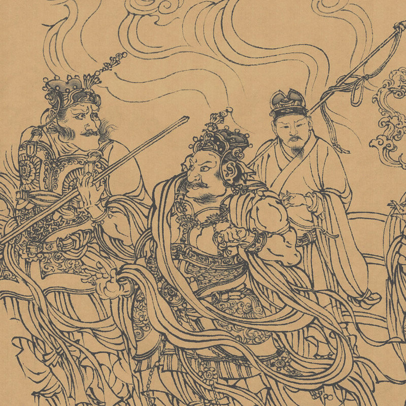 唐吴道子国画送子天王图八十七神仙国画人物神仙妖怪白描画素材_虎窝淘