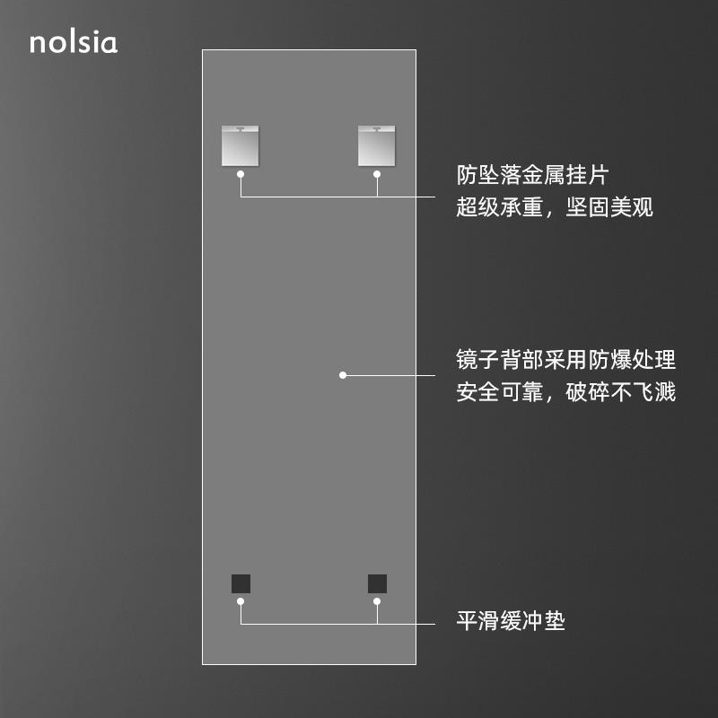 nolsia无框穿衣镜子卧室试衣镜贴墙全身镜直角壁挂镜装饰镜银镜 - 图2