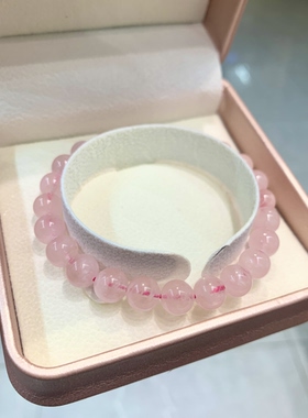 天然粉水晶手链女款单圈时尚百搭饰品礼物母亲节情人节礼物