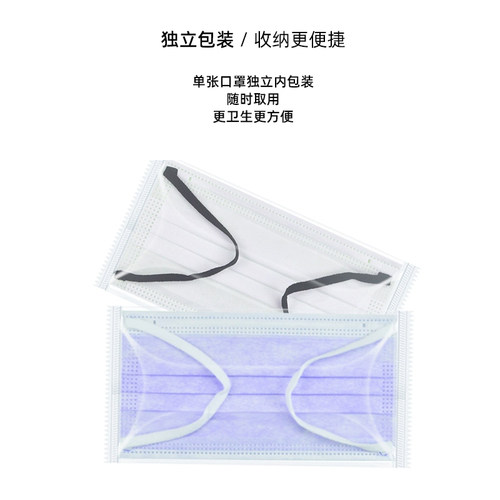 一次性口罩女夏防晒薄款透气黑白色三层泡泡纱宽带不勒耳独立包装 - 图1