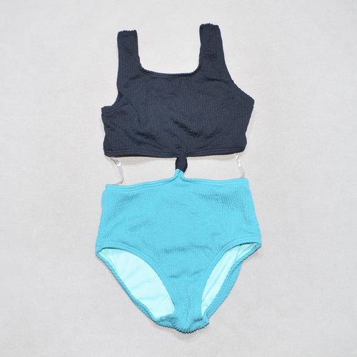 美国原单GEOR****可爱蓝绿泡泡纱海滩泳池游泳连体泳衣女童中大童 - 图3