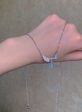 天使之翼月光吊坠项链女