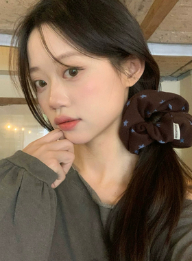 蓝咖撞色星星大肠发圈高级感头绳