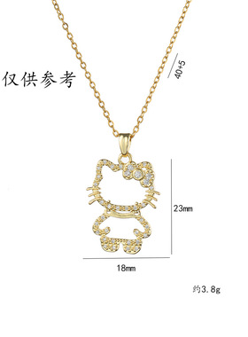 kitty猫吊坠钛钢项链女