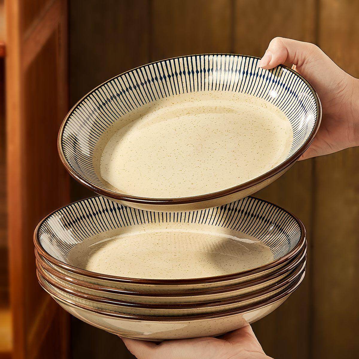 陶瓷盘子菜盘家用2025新款釉下彩碗碟餐具7寸碟子深盘高级感餐盘,淘宝优惠券,粉丝福利购,淘宝优惠卷