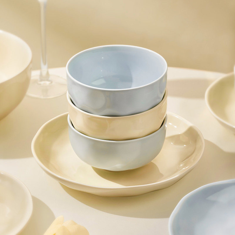 奶油风吃饭碗家用2026新款米饭碗陶瓷餐具高颜值汤碗面碗盘子,淘宝优惠券,粉丝福利购,淘宝优惠卷