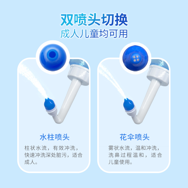 NATON/纳通鼻部冲洗器鼻炎鼻塞家用成人生理盐水套装便携洗鼻器 - 图1